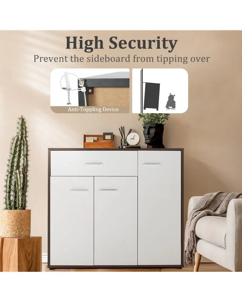 Buffet Sideboard Storage Cabinet with Spacious Table Top - Black & White - Sideboards Cabinets & Buffets