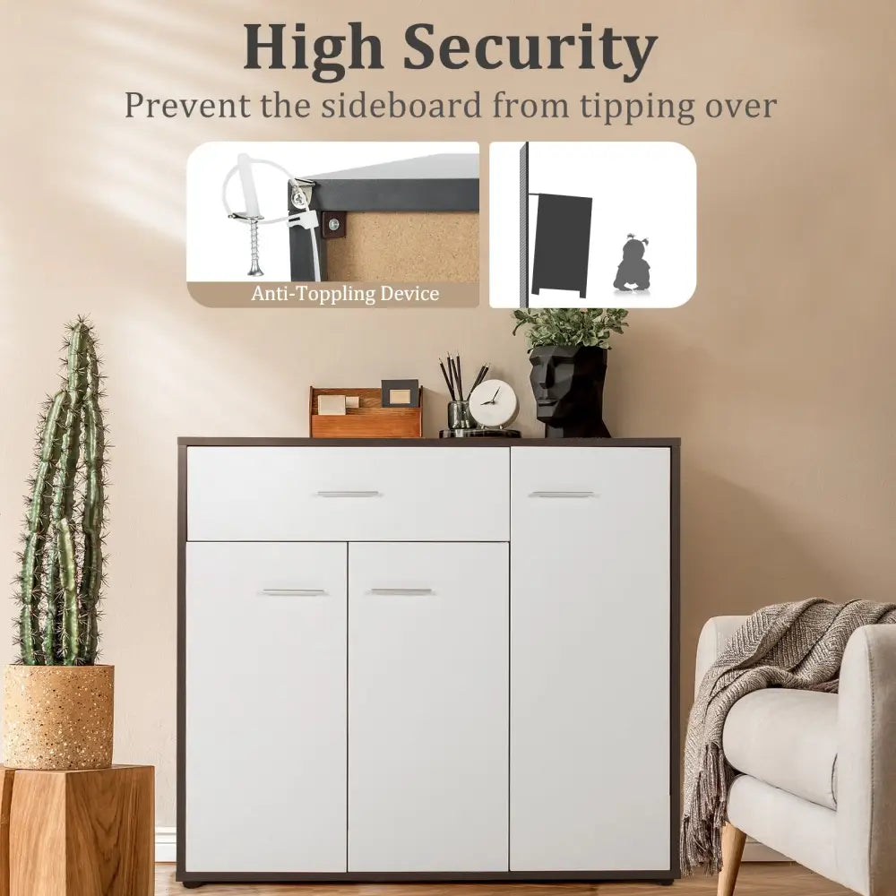 Buffet Sideboard Storage Cabinet with Spacious Table Top - Black & White - Sideboards Cabinets & Buffets