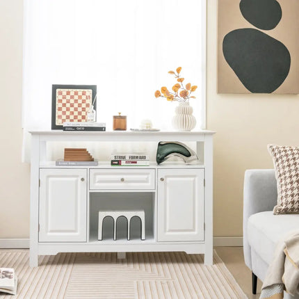 Buffet Sideboard Wine Liquor Coffee Bar Cabinet with Removable Wine Rack-White - White - Sideboards Cabinets & Buffets