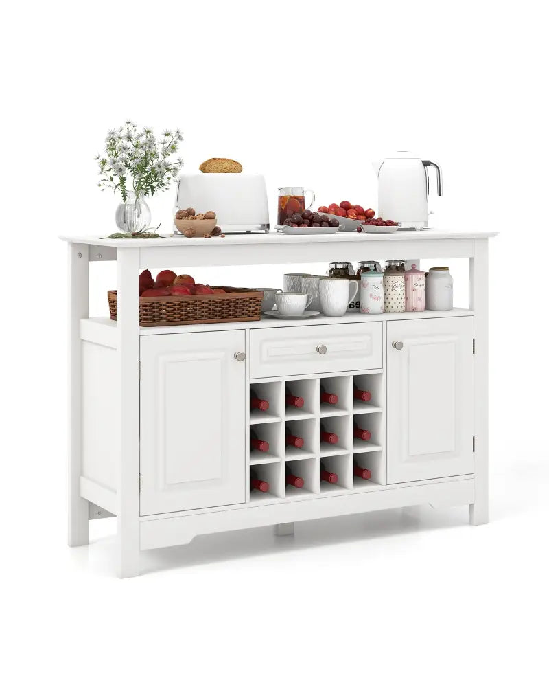 Buffet Sideboard Wine Liquor Coffee Bar Cabinet with Removable Wine Rack-White - White - Sideboards Cabinets & Buffets