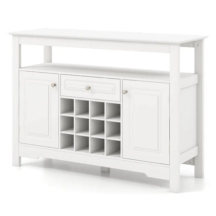 Buffet Sideboard Wine Liquor Coffee Bar Cabinet with Removable Wine Rack-White - White - Sideboards Cabinets & Buffets
