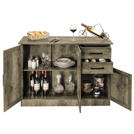 Buffet Storage Cabinet Kitchen Sideboard with 2 Drawers-Gray - Gray - Sideboards Cabinets & Buffets