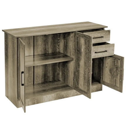 Buffet Storage Cabinet Kitchen Sideboard with 2 Drawers-Gray - Gray - Sideboards Cabinets & Buffets