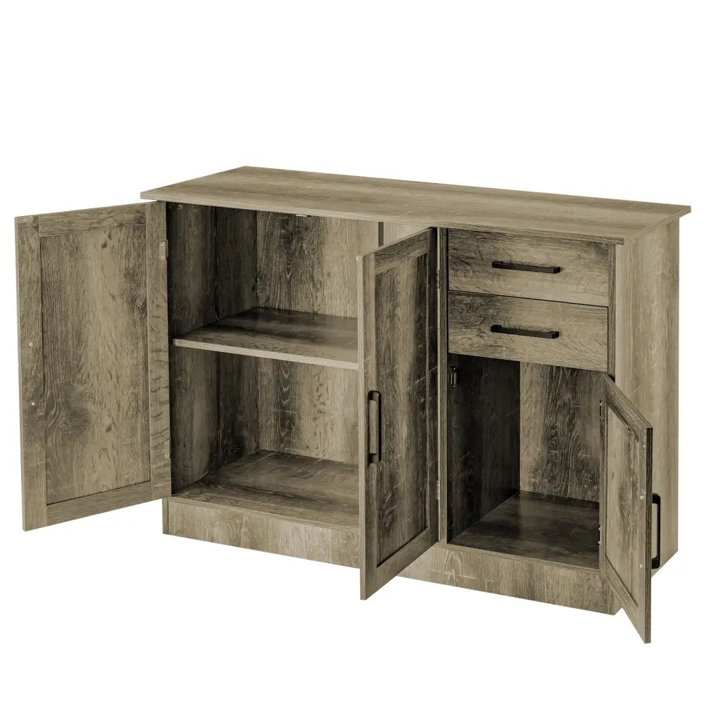 Buffet Storage Cabinet Kitchen Sideboard with 2 Drawers-Gray - Gray - Sideboards Cabinets & Buffets
