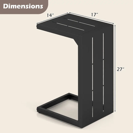 C-Shaped End Table Convertible Coffee Table with Adjustable Foot Pads-Black - Black - Patio Coffee Tables