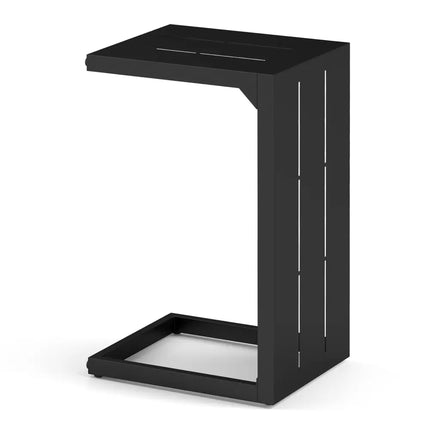 C-Shaped End Table Convertible Coffee Table with Adjustable Foot Pads-Black - Black - Patio Coffee Tables