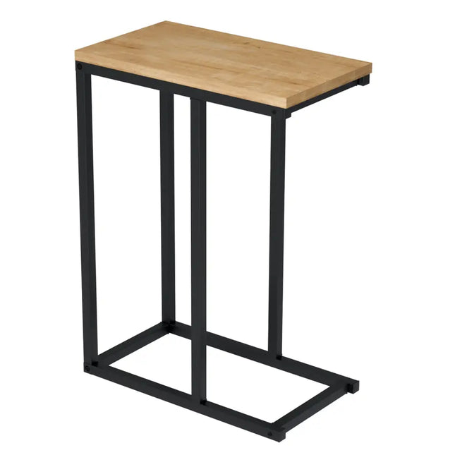 C-Shaped End Table Small Side Table with Sturdy Metal Frame-Natural - Natural - End & Side Tables