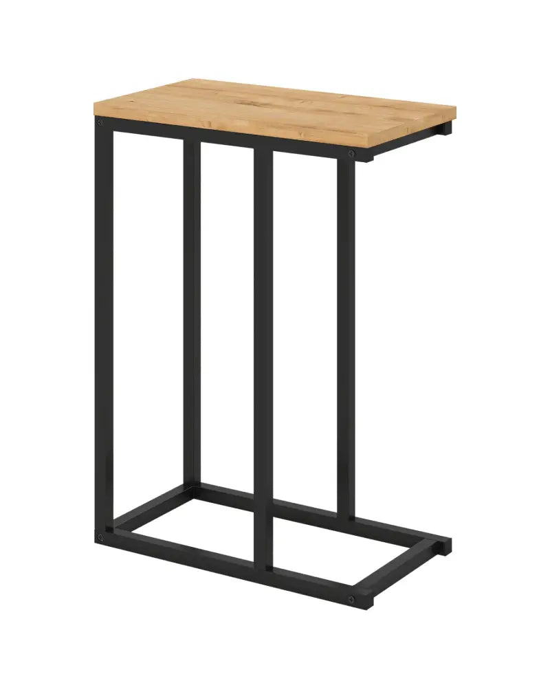 C-Shaped End Table Small Side Table with Sturdy Metal Frame-Natural - Natural - End & Side Tables