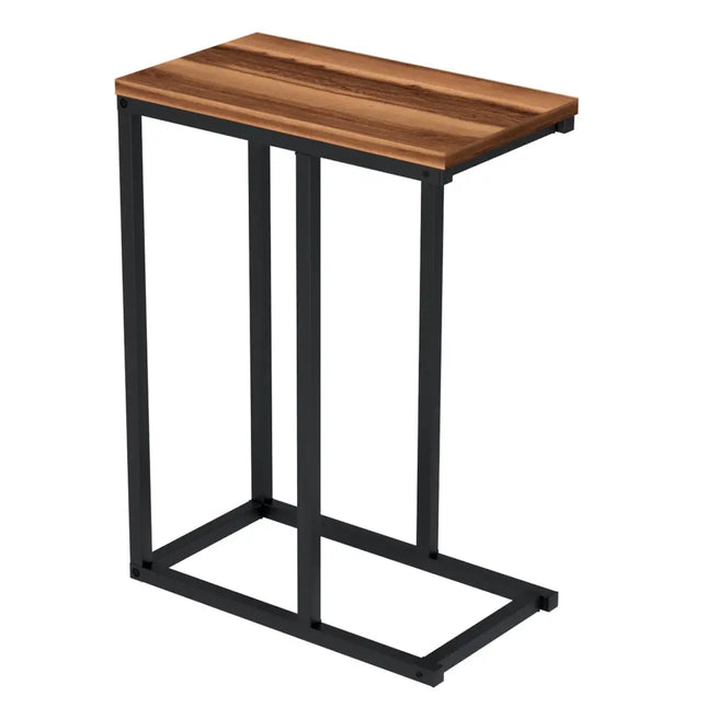 C-Shaped End Table Small Side Table with Sturdy Metal Frame-Walnut - Walnut - End & Side Tables