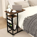 C-shaped End Table with Charging Station and Retractable Tabletop-Coffee - Coffee - End & Side Tables