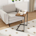 C-shaped Industrial End Table with Metal Frame - Rustic Brown - End & Side Tables
