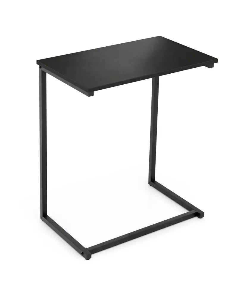 C-Shaped Side Table Sofa Snack End Table with Metal Frame-Black - Black - End & Side Tables