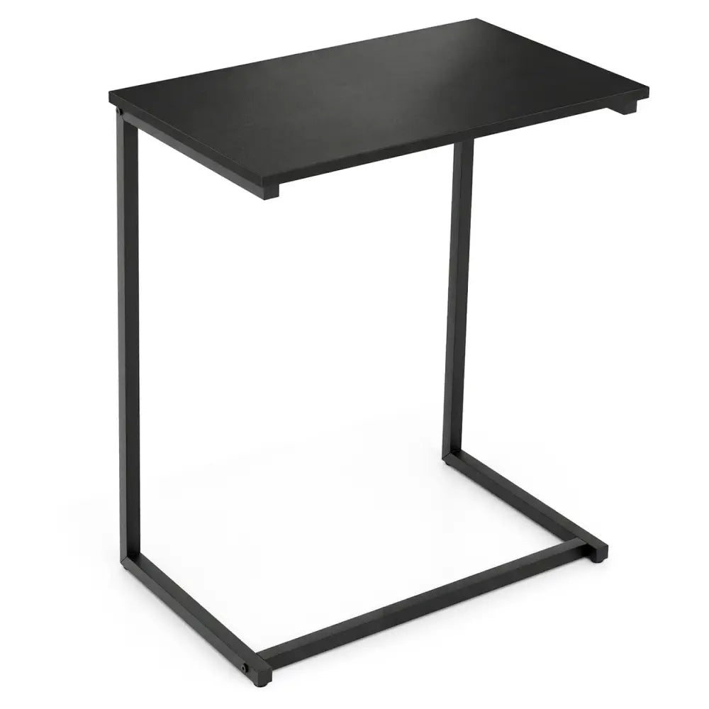 C-Shaped Side Table Sofa Snack End Table with Metal Frame-Black - Black - End & Side Tables
