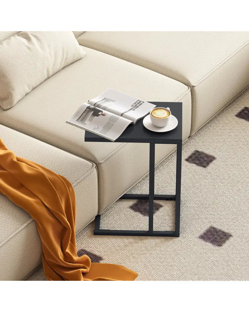 C-Shaped Side Table with Adjustable Foot Pads for Living Room Bedroom-Dark Gray - Dark Gray - End & Side Tables