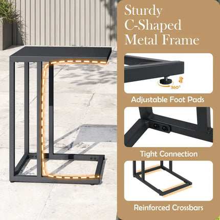 C-Shaped Side Table with Adjustable Foot Pads for Living Room Bedroom-Dark Gray - Dark Gray - End & Side Tables