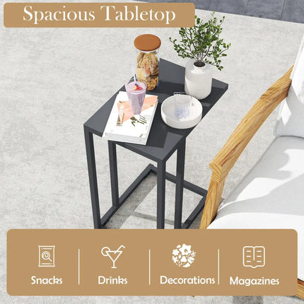 C-Shaped Side Table with Adjustable Foot Pads for Living Room Bedroom-Dark Gray - Dark Gray - End & Side Tables