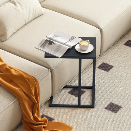 C-Shaped Side Table with Adjustable Foot Pads for Living Room Bedroom-Dark Gray - Dark Gray - End & Side Tables