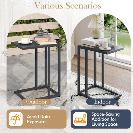 C-Shaped Side Table with Adjustable Foot Pads for Living Room Bedroom-Dark Gray - Dark Gray - End & Side Tables