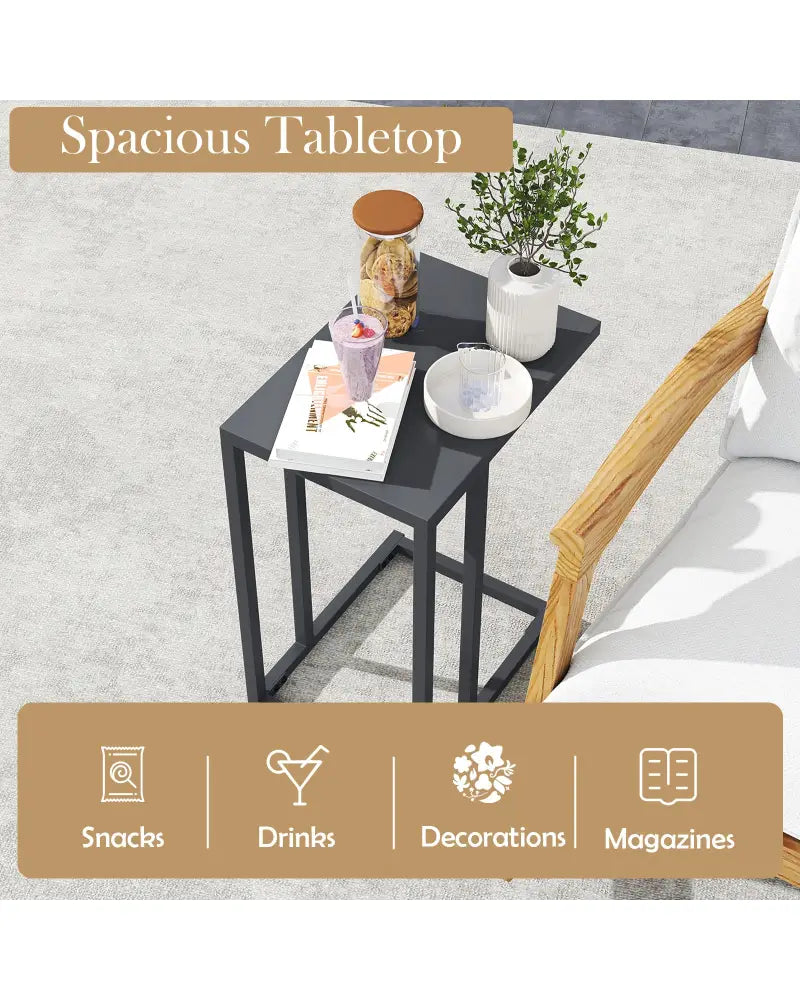 C-Shaped Side Table with Adjustable Foot Pads for Living Room Bedroom-Dark Gray - Dark Gray - End & Side Tables