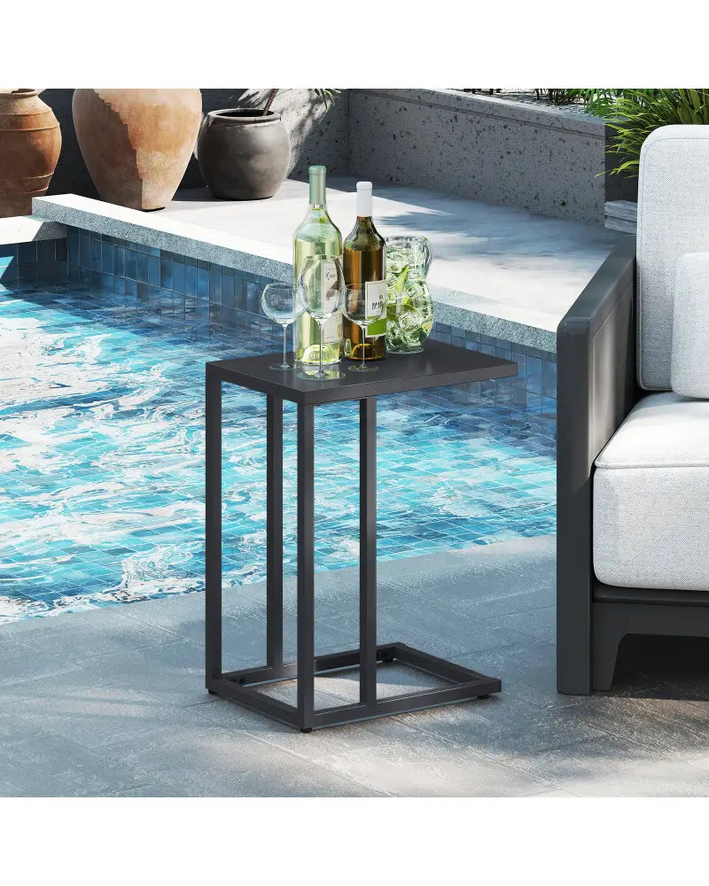 C-Shaped Side Table with Adjustable Foot Pads for Living Room Bedroom-Dark Gray - Dark Gray - End & Side Tables