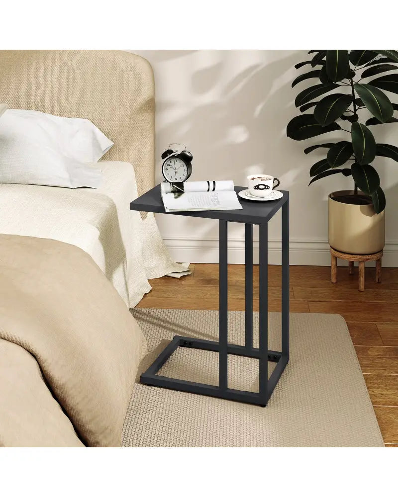 C-Shaped Side Table with Adjustable Foot Pads for Living Room Bedroom-Dark Gray - Dark Gray - End & Side Tables