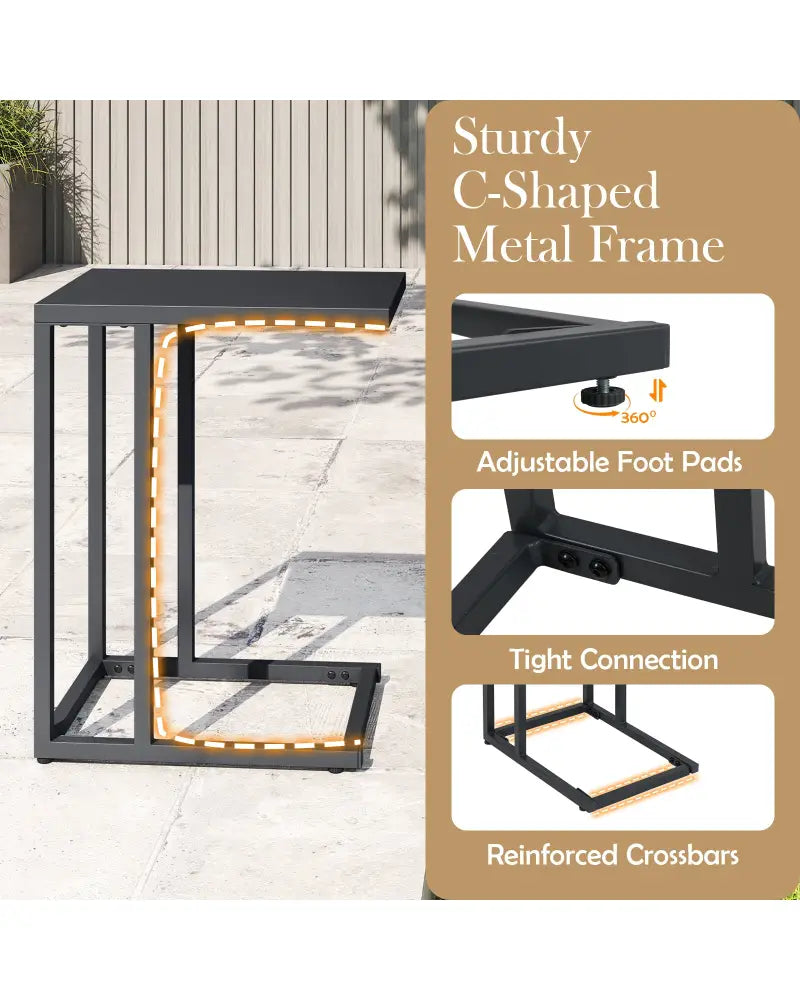 C-Shaped Side Table with Adjustable Foot Pads for Living Room Bedroom-Dark Gray - Dark Gray - End & Side Tables