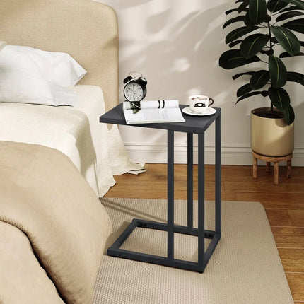 C-Shaped Side Table with Adjustable Foot Pads for Living Room Bedroom-Dark Gray - Dark Gray - End & Side Tables