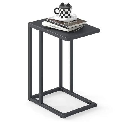 C-Shaped Side Table with Adjustable Foot Pads for Living Room Bedroom-Dark Gray - Dark Gray - End & Side Tables