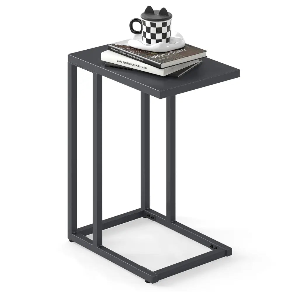C-Shaped Side Table with Adjustable Foot Pads for Living Room Bedroom-Dark Gray - Dark Gray - End & Side Tables