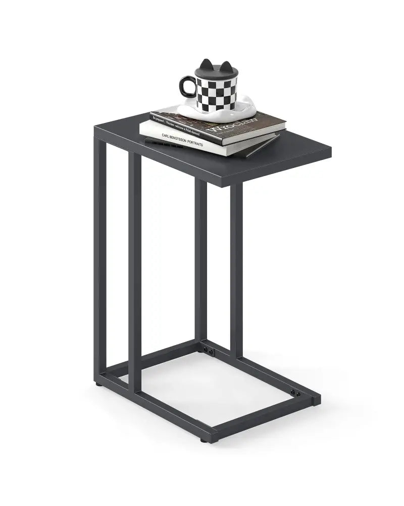C-Shaped Side Table with Adjustable Foot Pads for Living Room Bedroom-Dark Gray - Dark Gray - End & Side Tables