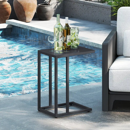 C-Shaped Side Table with Adjustable Foot Pads for Living Room Bedroom-Dark Gray - Dark Gray - End & Side Tables