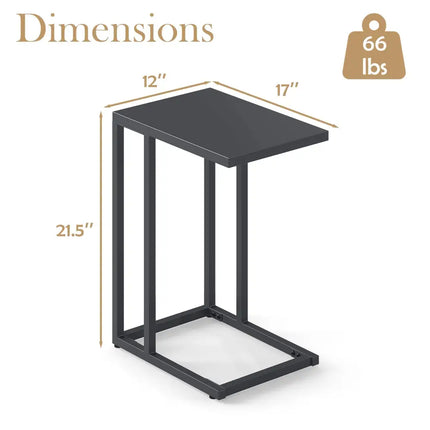 C-Shaped Side Table with Adjustable Foot Pads for Living Room Bedroom-Dark Gray - Dark Gray - End & Side Tables