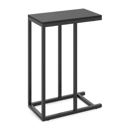 C-shaped Side Table with Heavy-duty Metal Frame-Black - Black - End & Side Tables