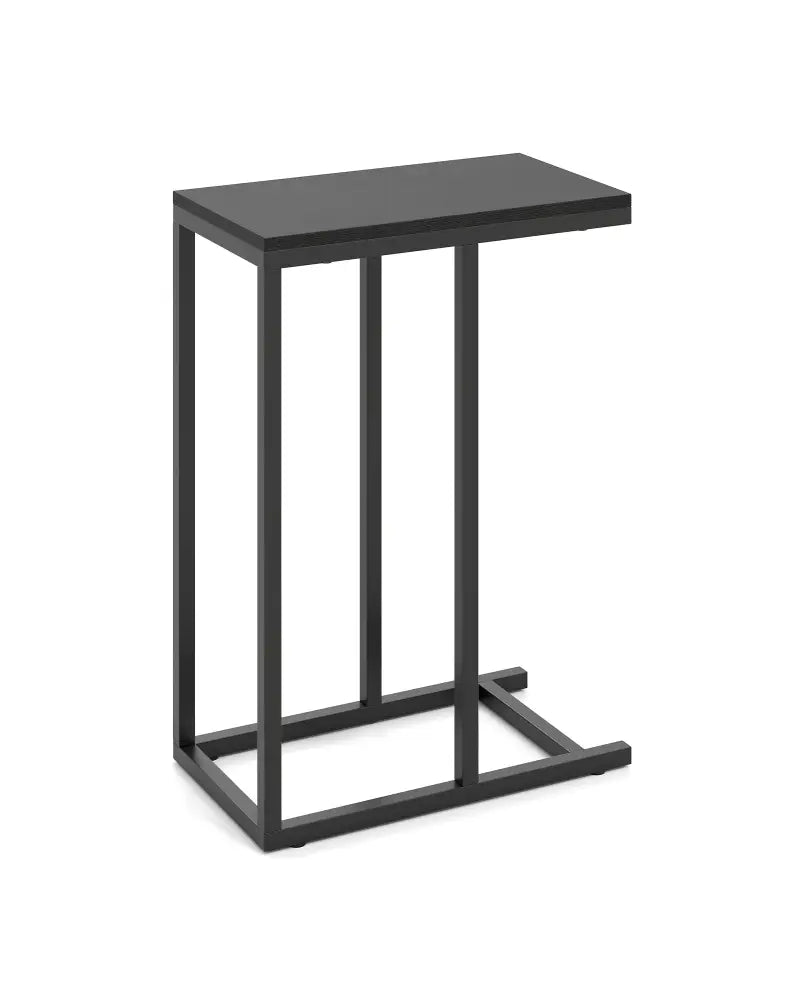 C-shaped Side Table with Heavy-duty Metal Frame-Black - Black - End & Side Tables