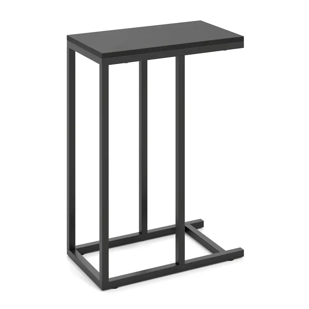 C-shaped Side Table with Heavy-duty Metal Frame-Black - Black - End & Side Tables
