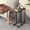 C-shaped Side Table with Heavy-duty Metal Frame-Rustic Brown - Rustic Brown - End & Side Tables