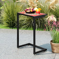 C-shaped Waterproof Outdoor Side End Table with Ceramic Top - Red - Patio Coffee Tables