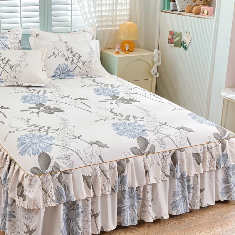 Princess Style Bed Skirt – Smooth Bedsheet Cover Twin/Queen/King