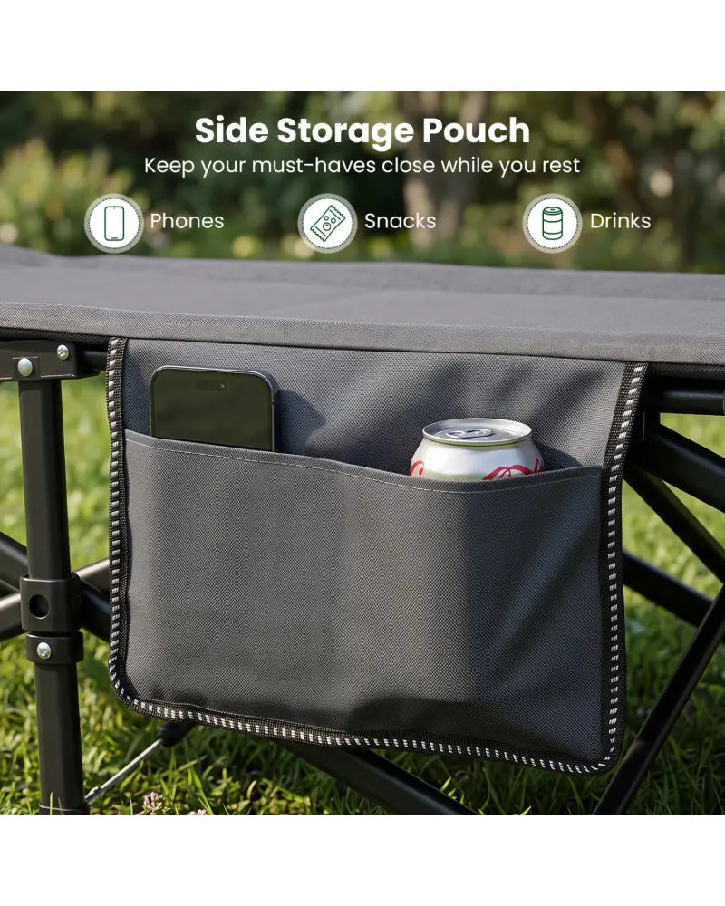 Camping Cot with Padded Pillow and Storage Pouch for Camping Travel-Gray - Gray - Camping Furniture