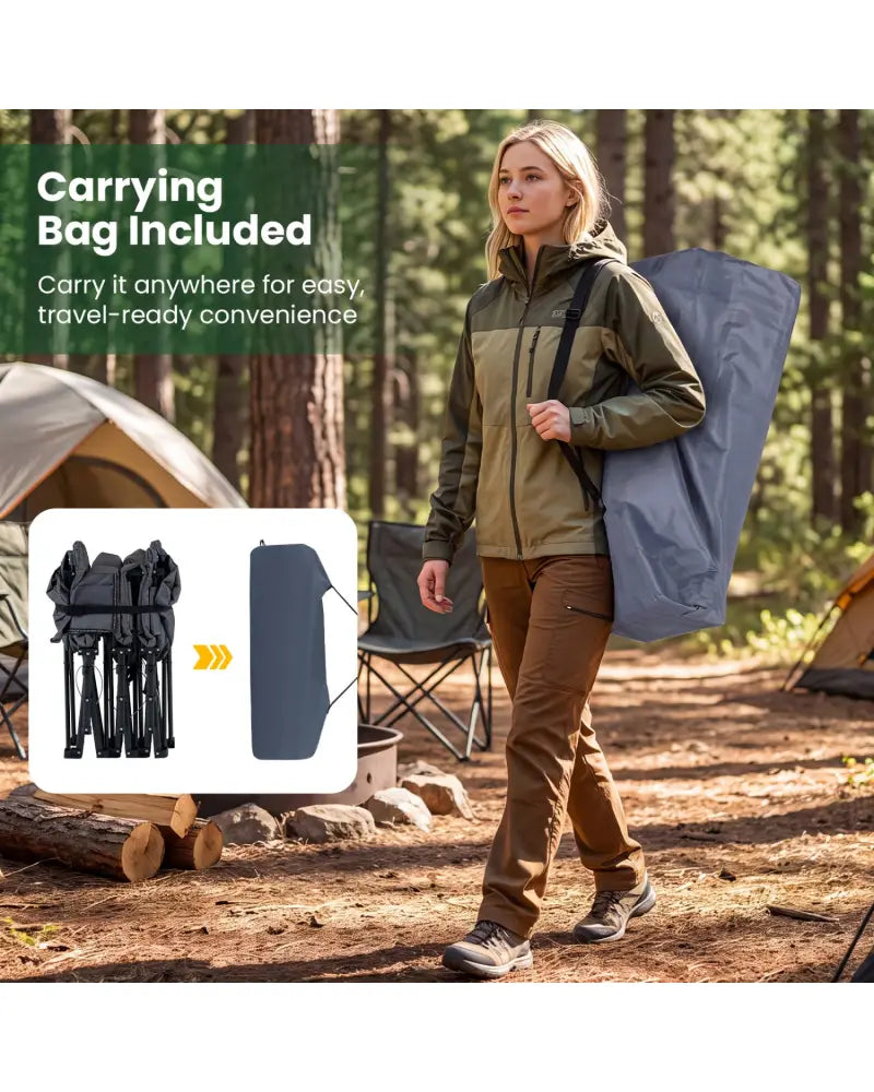 Camping Cot with Padded Pillow and Storage Pouch for Camping Travel-Gray - Gray - Camping Furniture