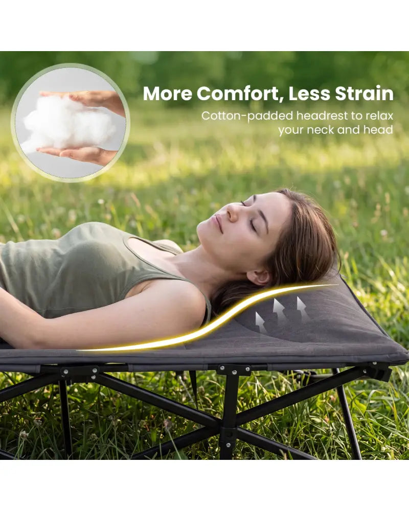 Camping Cot with Padded Pillow and Storage Pouch for Camping Travel-Gray - Gray - Camping Furniture