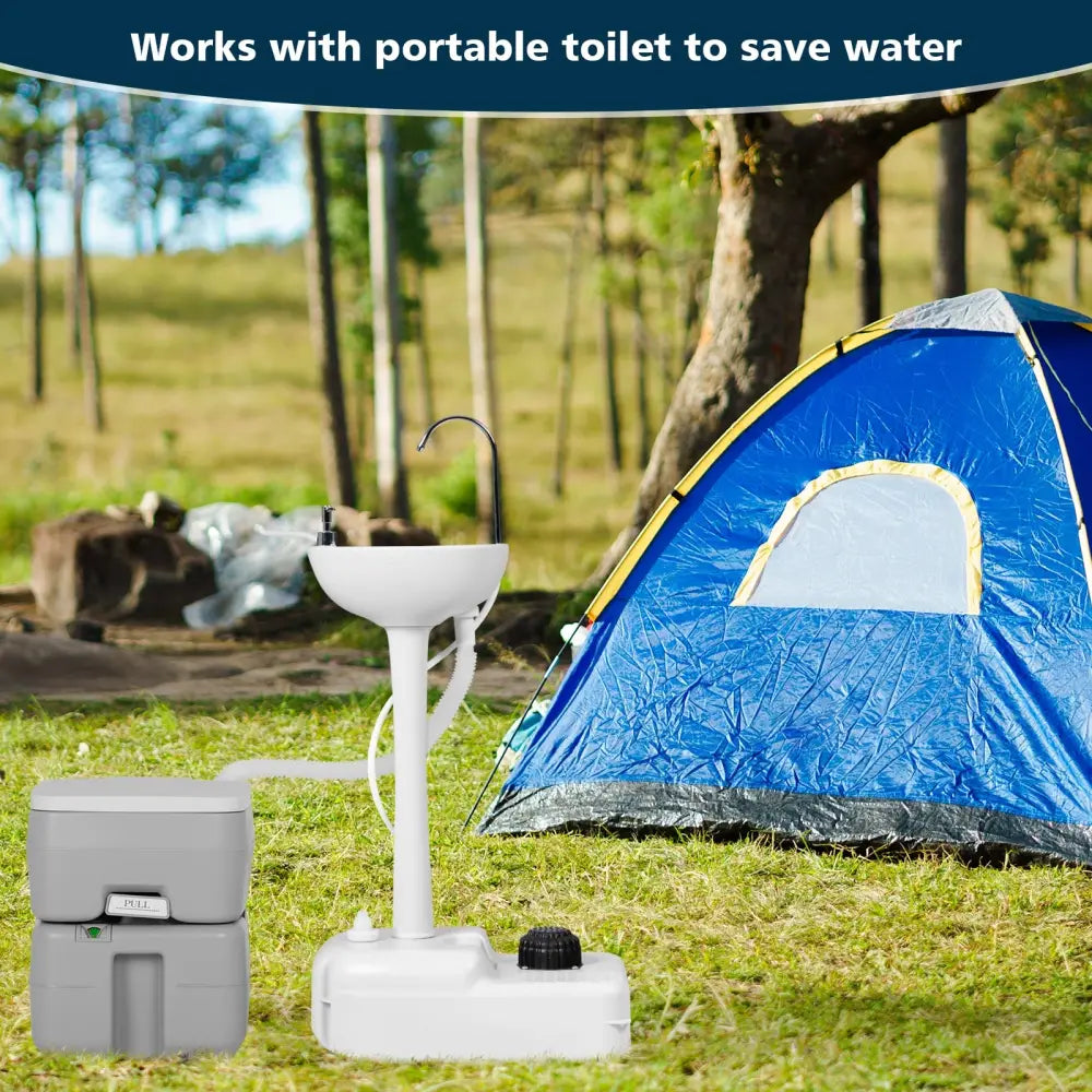 Camping Hand Wash Station Basin Stand with 4.5 Gallon Tank - Camping Furniture