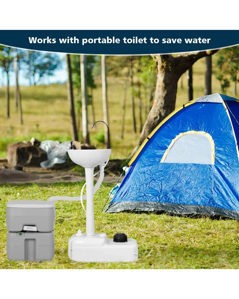 Camping Hand Wash Station Basin Stand with 4.5 Gallon Tank - Camping Furniture