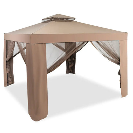Canopy and Garden Structures Gazebo with Netting for Outdoors-Brown - Brown - Gazebos