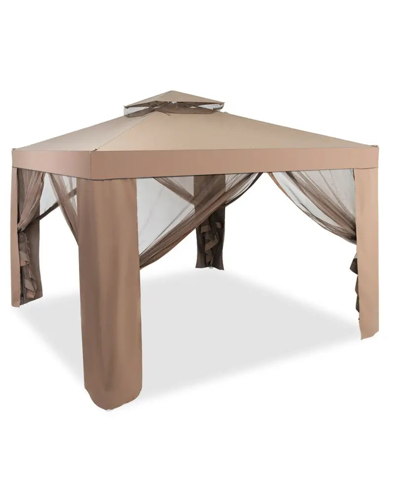 Canopy and Garden Structures Gazebo with Netting for Outdoors-Brown - Brown - Gazebos