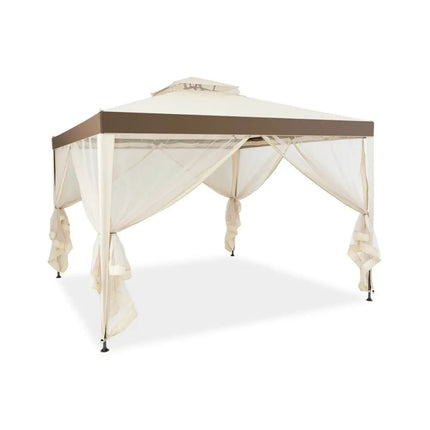 Canopy Gazebo Tent Shelter Garden Lawn Patio with Mosquito Netting-Beige - Beige - Gazebos
