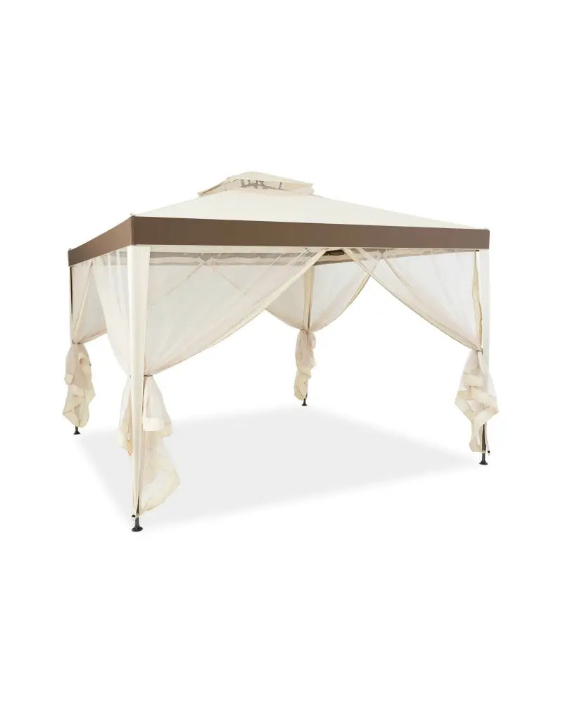 Canopy Gazebo Tent Shelter Garden Lawn Patio with Mosquito Netting-Beige - Beige - Gazebos