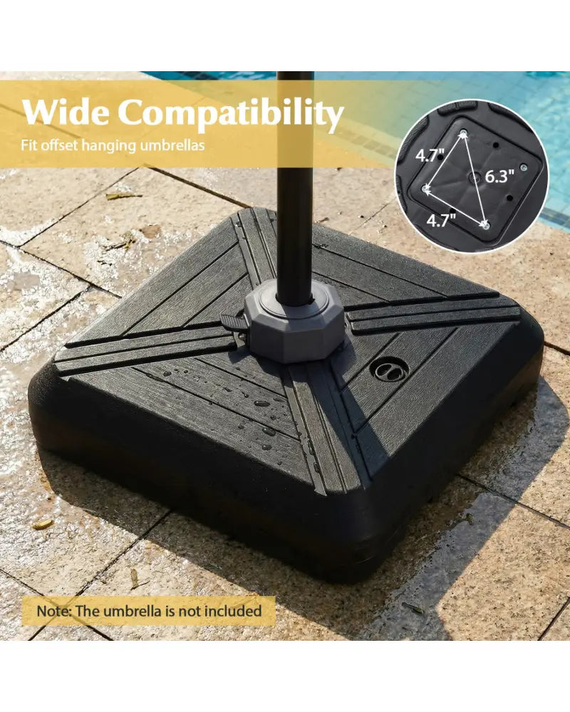 Cantilever Offset Umbrella Base with Wheels for Backyard Poolside - Outdoor Umbrella Bases