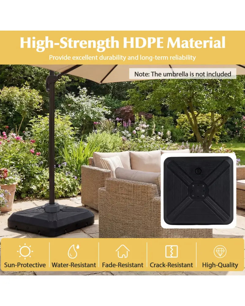 Cantilever Offset Umbrella Base with Wheels for Backyard Poolside - Outdoor Umbrella Bases