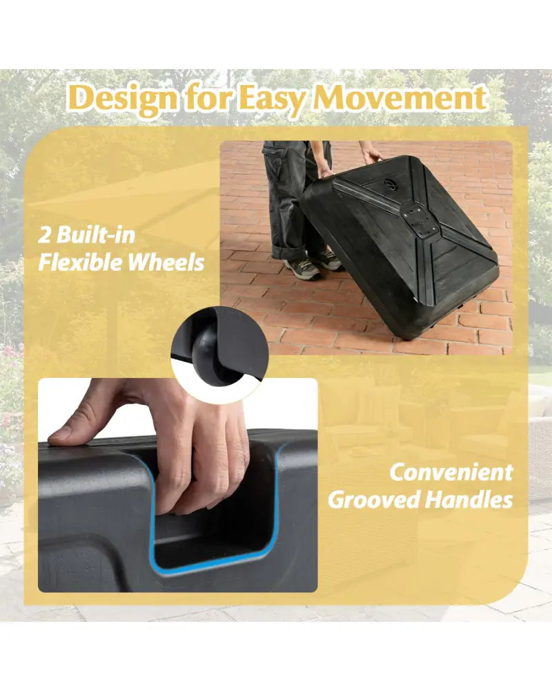 Cantilever Offset Umbrella Base with Wheels for Backyard Poolside - Outdoor Umbrella Bases